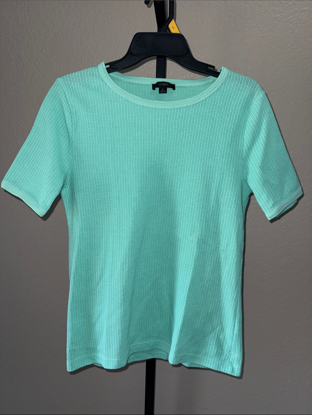 J. Crew Turquoise/Seafoam Ribbed Short-Sleeve Tee Medium